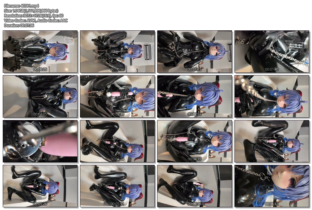 40381----【zentai】性感蓝发全包胶衣娃娃，戴着阳锁在浴缸里发骚.jpg