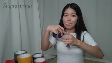 【菅原屋】多种彩色胶带堵嘴！布条塞嘴，口水流出特写，爱好者狂喜！