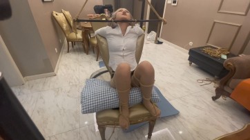 【延江艺束】强制抬头 后手缚 脚心挠痒挑战 椅子禁锢抬头放置