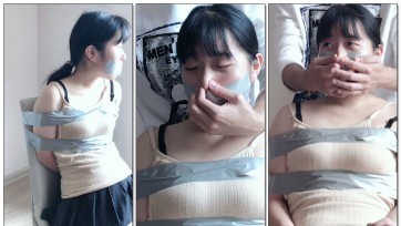 【默示录】《小G的胶带体验：上》大二学生妹小G，早期的作品，按照Gagpara的理念，纯胶带捆绑+封嘴+厚度进行拍摄