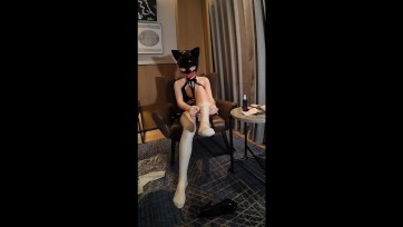 【7500】【乳胶】双重面具佩戴手套长筒袜玩话筒