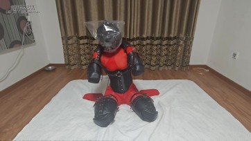 【狸猫工作室】女M丝袜全包人形犬k9，深口使用乳胶头套，息窒，抑制呼吸