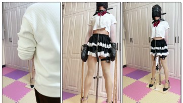 【糖糖工作室】伪娘全天候物品化训练，身体罚站架拘束，体内阳J深入式固定，电击控制，双脚镣铐，按摩，保鲜膜包头，时刻保持清醒，与架子变为一体，成为一个无法挪动的人体家具