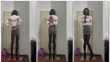 【噗呲哦】伪娘OL红绳自缚第一集