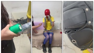 【媚娘工作室】水儿 丝袜全包 保鲜膜 把鼻子缠住，呼吸不到空气