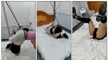 【星视】小姐姐第一次尝试被吊在床上各种姿势刺激！