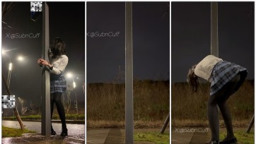 【Sub咔咔】户外JK郊狼正铐在路牌上SubM