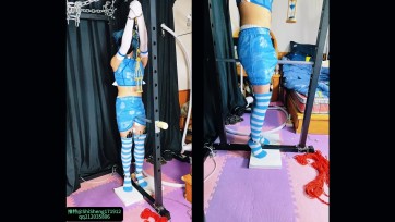 【时生】魔法少女沙耶香cos，胯下钢管脚尖点地罚站，两个郊狼8硌电击贴片，身体写字，玩弄乳tou，电击棒，折磨到双腿抽搐