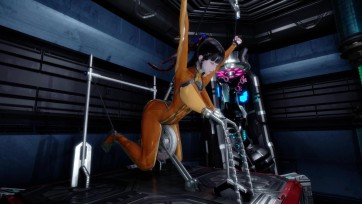 【3D动画】巨乳伊芙机械调教 四肢吊起 榨乳器 滚轮摩穴器 自重健身炮机 困境二选一