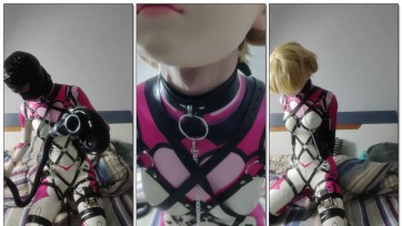 【Kigurumi】妲己时之彼端cos乳胶衣床上拘束，乳胶面罩