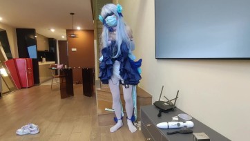 【困困】[cosplay]公孙离花间舞cos 白丝短裙后手捆绑加蒙眼郊狼刺激+高强度持续鞭打调教