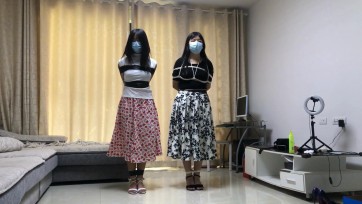 【新月原创】【玉箫】【夏筠】定拍 姐妹捆绑游戏 5种绑法展示挣扎 含花絮